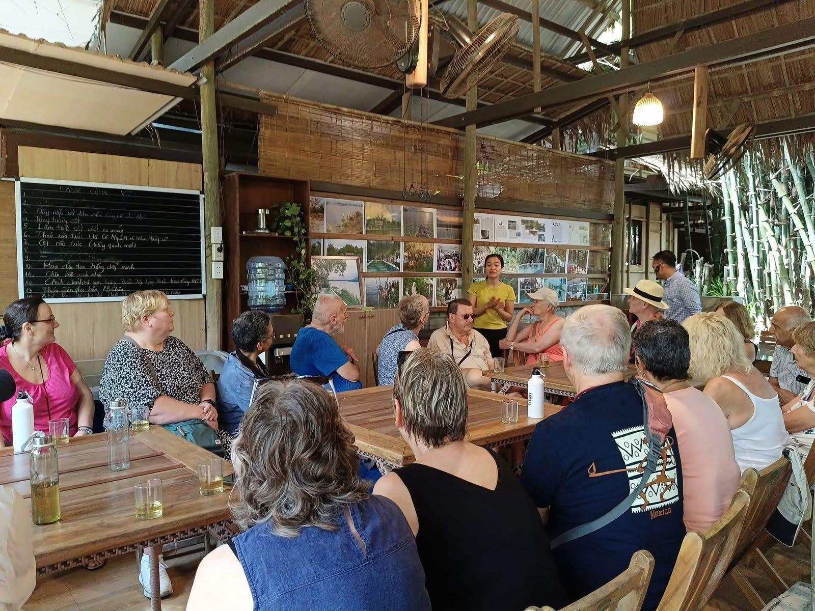 Welcome talk inside the village pavilion