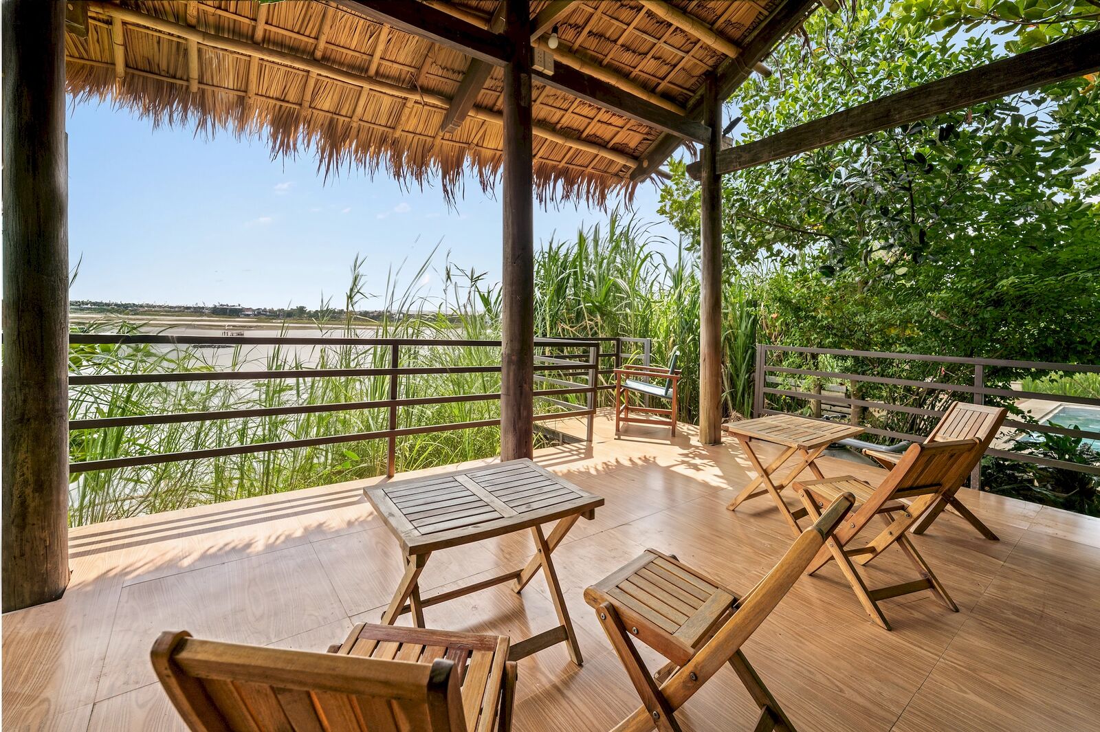 Covered terrace looking out to the river